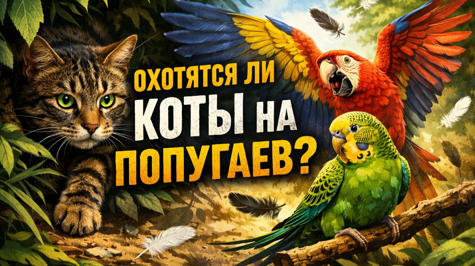 ОХОТЯТСЯ ЛИ КОТЫ НА ПОПУГАЕВ?